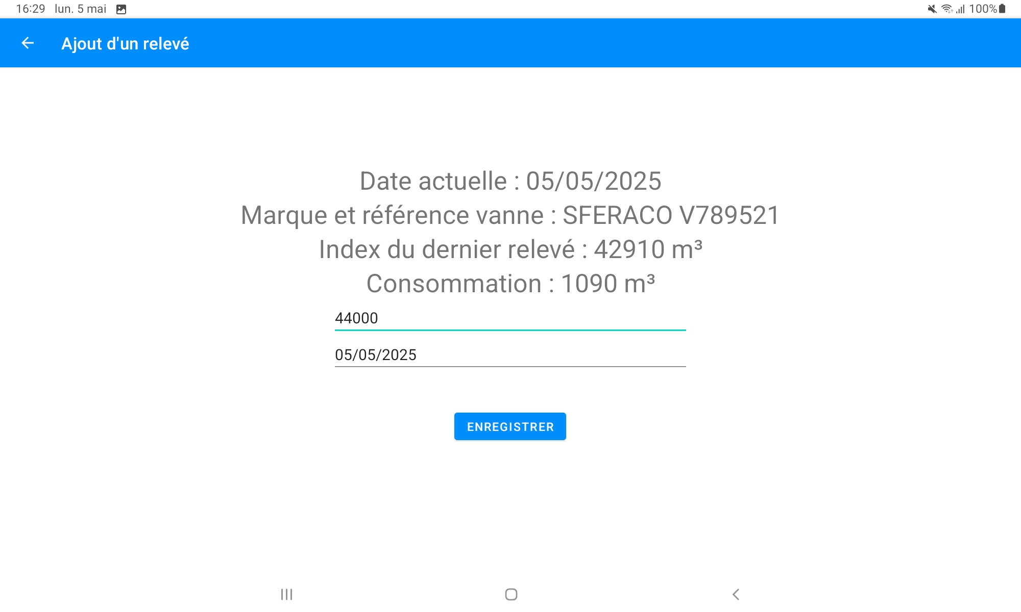 page d'ajout relevé